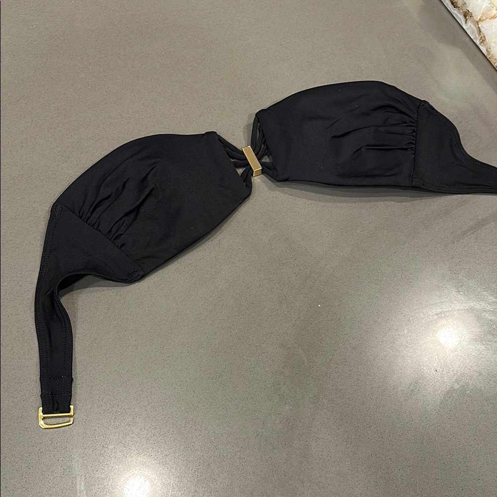 Victoria secret small strapless black and gold swim top